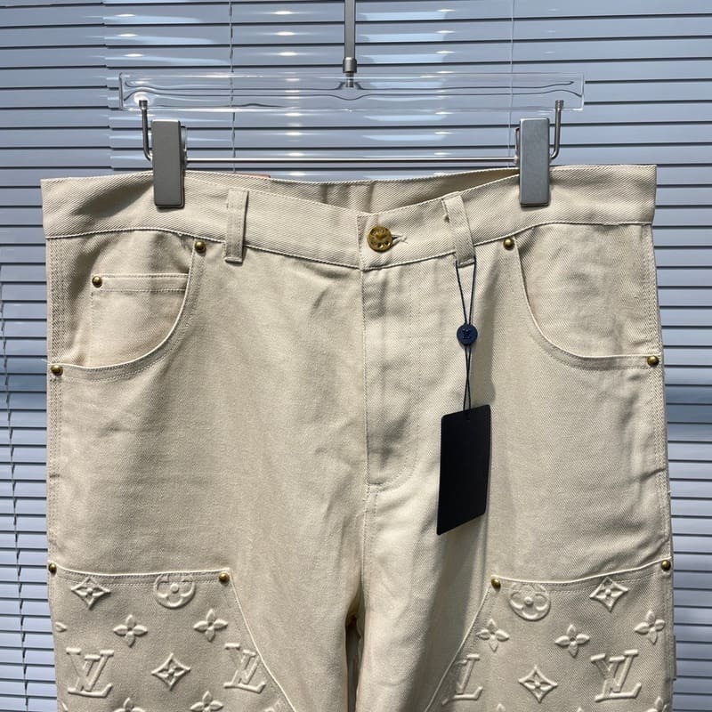 Pronta Entrega - Calça Louis Vuitton Monogram Workwear Carpenter Cream