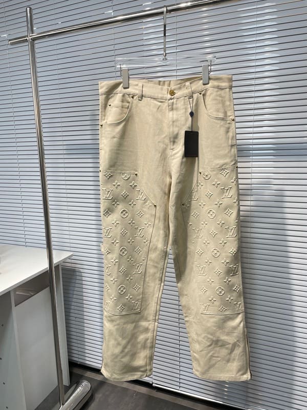 Pronta Entrega - Calça Louis Vuitton Monogram Workwear Carpenter Cream