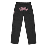 Calça Corteiz Cargo Preta e Rosa