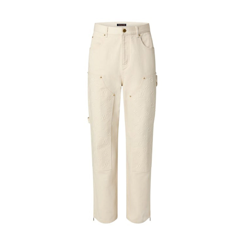 Pronta Entrega - Calça Louis Vuitton Monogram Workwear Carpenter Cream