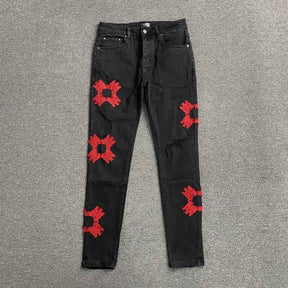 Calça Amiri Jeans Logo Preta/Vermelha