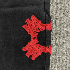 Calça Amiri Jeans Logo Preta/Vermelha