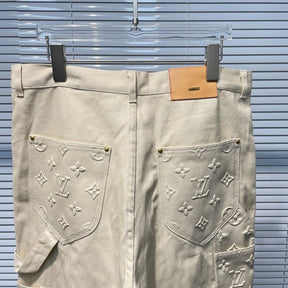 Pronta Entrega - Calça Louis Vuitton Monogram Workwear Carpenter Cream